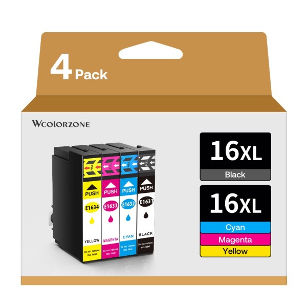 WCOLORZONE 16XL Druckerpatronen Multipack Ersatz für Epson 16XL Druckerpatronen Kompatibel für WF-2010w WF-2510 WF-2530 WF-2540 WF-2570 WF-2630 WF-2660 WF-2750 WF-2760 (Schwarz, Gelb, Cyan, Magenta)